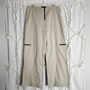White Fox Boutique Zip Front Cotton Cargo Pants Beige Size Large